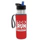 a clear bottle & black-with-blue-spout lid & red insulator the lifeguard - 24 oz pete bottle with flip straw lid