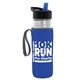 a clear bottle & black-with-blue-spout lid & royal-blue insulator the lifeguard - 24 oz pete bottle with flip straw lid