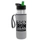 a clear bottle & black-with-green-spout lid & heather gray insulator the lifeguard - 24 oz pete bottle with flip straw lid