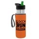 a clear bottle & black-with-green-spout lid & orange insulator the lifeguard - 24 oz pete bottle with flip straw lid