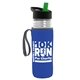 a clear bottle & black-with-green-spout lid & royal-blue insulator the lifeguard - 24 oz pete bottle with flip straw lid