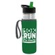 a clear bottle & black-with-green-spout lid & green insulator the lifeguard - 24 oz pete bottle with flip straw lid