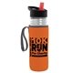 a clear bottle & black-with-red-spout lid & orange insulator the lifeguard - 24 oz pete bottle with flip straw lid