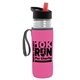 a clear bottle & black-with-red-spout lid & hot pink insulator the lifeguard - 24 oz pete bottle with flip straw lid