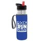 a clear bottle & black-with-red-spout lid & royal-blue insulator the lifeguard - 24 oz pete bottle with flip straw lid