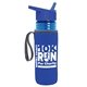 a transparent blue bottle & royal blue lid & royal-blue insulator the lifeguard - 24 oz pete bottle with flip straw lid