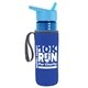 a transparent blue bottle & cyan lid & royal-blue insulator the lifeguard - 24 oz pete bottle with flip straw lid