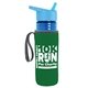 a transparent blue bottle & cyan lid & green insulator the lifeguard - 24 oz pete bottle with flip straw lid