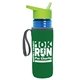 a transparent blue bottle & lime green lid & green insulator the lifeguard - 24 oz pete bottle with flip straw lid