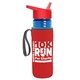 a transparent blue bottle & red lid & red insulator the lifeguard - 24 oz pete bottle with flip straw lid
