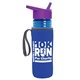 a transparent blue bottle & violet lid & royal-blue insulator the lifeguard - 24 oz pete bottle with flip straw lid