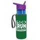 a transparent blue bottle & violet lid & green insulator the lifeguard - 24 oz pete bottle with flip straw lid