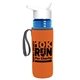 a transparent blue bottle & white lid & orange insulator the lifeguard - 24 oz pete bottle with flip straw lid
