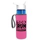 a transparent blue bottle & white lid & hot pink insulator the lifeguard - 24 oz pete bottle with flip straw lid