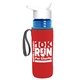 a transparent blue bottle & white lid & red insulator the lifeguard - 24 oz pete bottle with flip straw lid