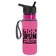 a transparent fuchsia bottle & black lid & hot pink insulator the lifeguard - 24 oz pete bottle with flip straw lid