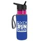 a transparent fuchsia bottle & black lid & royal-blue insulator the lifeguard - 24 oz pete bottle with flip straw lid