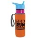 a transparent fuchsia bottle & cyan lid & orange insulator the lifeguard - 24 oz pete bottle with flip straw lid