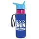 a transparent fuchsia bottle & cyan lid & royal-blue insulator the lifeguard - 24 oz pete bottle with flip straw lid