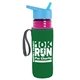 a transparent fuchsia bottle & cyan lid & green insulator the lifeguard - 24 oz pete bottle with flip straw lid