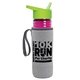 a transparent fuchsia bottle & lime green lid & heather gray insulator the lifeguard - 24 oz pete bottle with flip straw lid