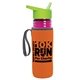 a transparent fuchsia bottle & lime green lid & orange insulator the lifeguard - 24 oz pete bottle with flip straw lid