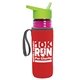 a transparent fuchsia bottle & lime green lid & red insulator the lifeguard - 24 oz pete bottle with flip straw lid