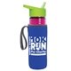 a transparent fuchsia bottle & lime green lid & royal-blue insulator the lifeguard - 24 oz pete bottle with flip straw lid