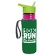 a transparent fuchsia bottle & lime green lid & green insulator the lifeguard - 24 oz pete bottle with flip straw lid