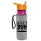 a transparent fuchsia bottle & orange lid & heather gray insulator the lifeguard - 24 oz pete bottle with flip straw lid