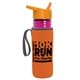 a transparent fuchsia bottle & orange lid & orange insulator the lifeguard - 24 oz pete bottle with flip straw lid
