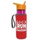 a transparent fuchsia bottle & orange lid & red insulator the lifeguard - 24 oz pete bottle with flip straw lid