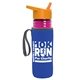 a transparent fuchsia bottle & orange lid & royal-blue insulator the lifeguard - 24 oz pete bottle with flip straw lid