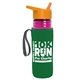 a transparent fuchsia bottle & orange lid & green insulator the lifeguard - 24 oz pete bottle with flip straw lid