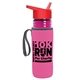 a transparent fuchsia bottle & red lid & hot pink insulator the lifeguard - 24 oz pete bottle with flip straw lid