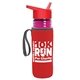 a transparent fuchsia bottle & red lid & red insulator the lifeguard - 24 oz pete bottle with flip straw lid