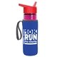 a transparent fuchsia bottle & red lid & royal-blue insulator the lifeguard - 24 oz pete bottle with flip straw lid