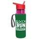 a transparent fuchsia bottle & red lid & green insulator the lifeguard - 24 oz pete bottle with flip straw lid
