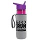 a transparent fuchsia bottle & violet lid & heather gray insulator the lifeguard - 24 oz pete bottle with flip straw lid