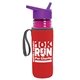 a transparent fuchsia bottle & violet lid & red insulator the lifeguard - 24 oz pete bottle with flip straw lid