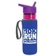 a transparent fuchsia bottle & violet lid & royal-blue insulator the lifeguard - 24 oz pete bottle with flip straw lid