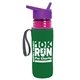 a transparent fuchsia bottle & violet lid & green insulator the lifeguard - 24 oz pete bottle with flip straw lid