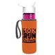 a transparent fuchsia bottle & white lid & orange insulator the lifeguard - 24 oz pete bottle with flip straw lid