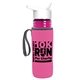 a transparent fuchsia bottle & white lid & hot pink insulator the lifeguard - 24 oz pete bottle with flip straw lid