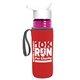 a transparent fuchsia bottle & white lid & red insulator the lifeguard - 24 oz pete bottle with flip straw lid