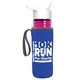 a transparent fuchsia bottle & white lid & royal-blue insulator the lifeguard - 24 oz pete bottle with flip straw lid