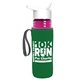 a transparent fuchsia bottle & white lid & green insulator the lifeguard - 24 oz pete bottle with flip straw lid