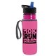 a transparent fuchsia bottle & black-with-blue-spout lid & hot pink insulator the lifeguard - 24 oz pete bottle with flip straw lid