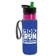 a transparent fuchsia bottle & black-with-green-spout lid & royal-blue insulator the lifeguard - 24 oz pete bottle with flip straw lid
