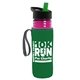 a transparent fuchsia bottle & black-with-green-spout lid & green insulator the lifeguard - 24 oz pete bottle with flip straw lid